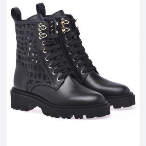 Baldinini Black Cutout Combat Boots, US8,5